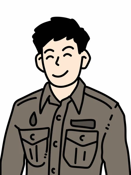 Karakter Kartun Dari Seorang Perwira Militer Tersenyum — Stok Foto