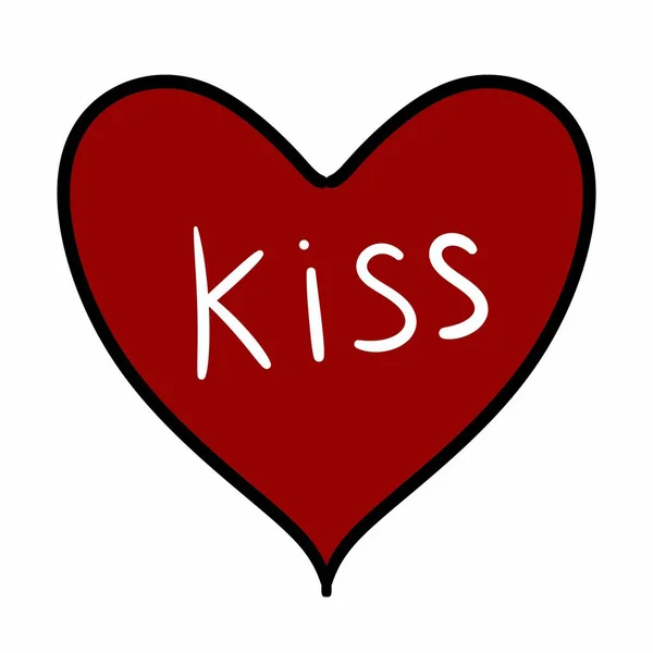 Illustration Ett Hjärta Med Text Kyss — Stockfoto