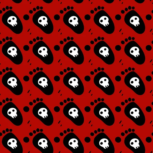 Halloween Naadloze Achtergrond Met Zwarte Rode Botten Illustratie — Stockfoto