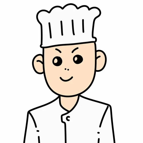 Dessin Animé Chef Homme Visage Sur Fond Blanc — Photo