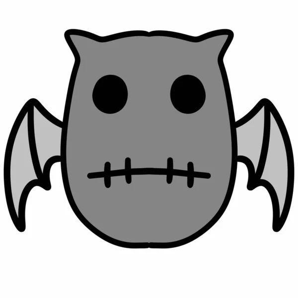 Lindo Halloween Murciélago Icono Dibujos Animados —  Fotos de Stock
