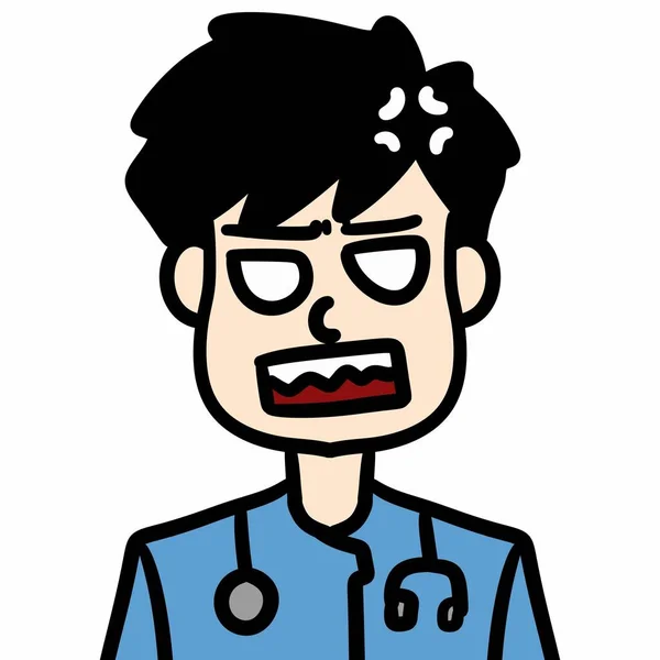 白い背景の医者の漫画のキャラクター — ストック写真