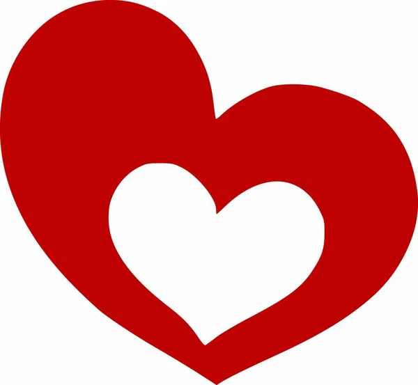 Beyaz Arkaplanda Kırmızı Kalp Simgesi Illüstrasyon — Stok fotoğraf