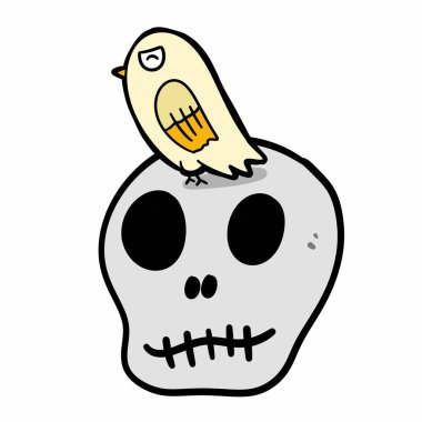 Kafatası ve cadılar bayramı karikatürü