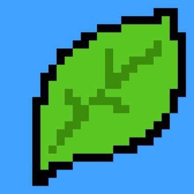 Yaprak simgesinin piksel sanatı izole edildi