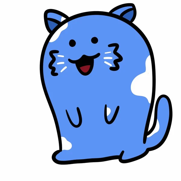 Arte Feliz Dibujos Animados Azul Gato —  Fotos de Stock