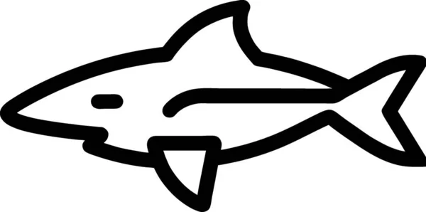 在白色背景上孤立的轮廓型鲨鱼图标 — 图库照片