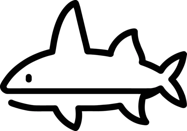 ホワイトバックで隔離されたアウトラインスタイルのサメアイコン — ストック写真