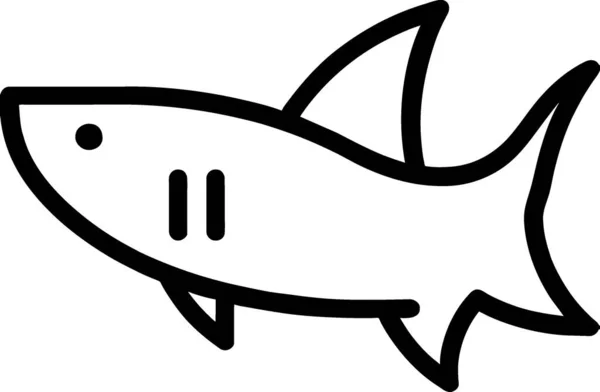 在白色背景上孤立的轮廓型鲨鱼图标 — 图库照片