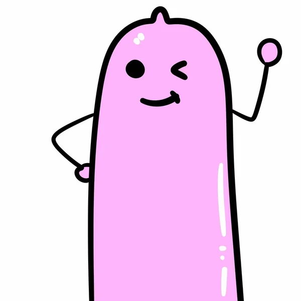 Ilustrace Roztomilého Kresleného Kondomu — Stock fotografie