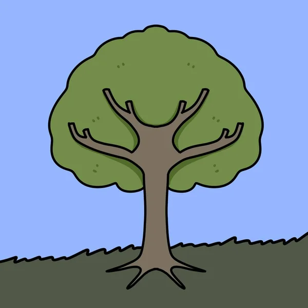 Икона Зеленого Дерева Стиль Мультфильма — стоковое фото