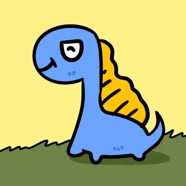 Иллюстрация Карикатурного Синего Динозавра — стоковое фото