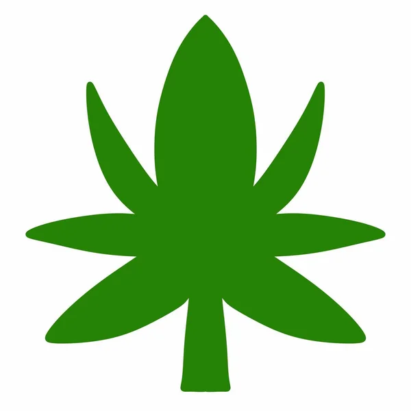 Cannabis Blad Ikon Vit Bakgrund Illustration — Stockfoto