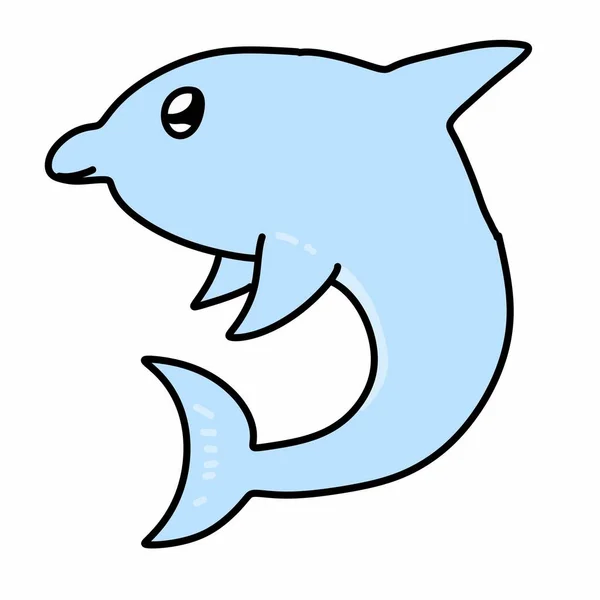 Kreskówka Ładny Delfin Białym Tle Ilustracja — Zdjęcie stockowe