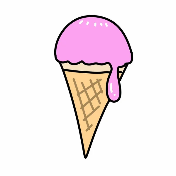 Crème Glacée Doodle Dessin Animé Illustration — Photo