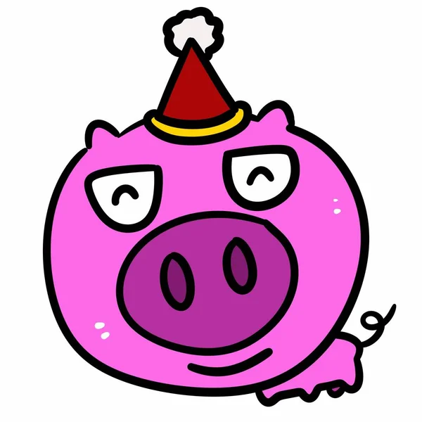 Cartoon Illustration Pig Happy Expression — Stock Photo, Image