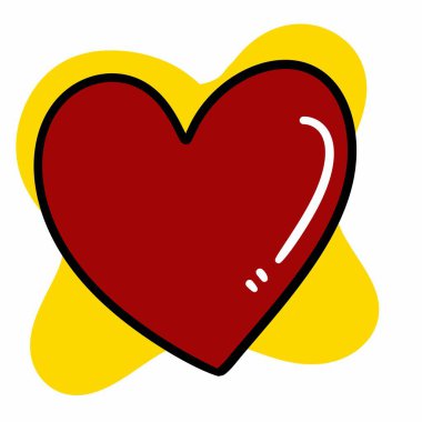 Beyaz arkaplanda kırmızı kalp karikatürü