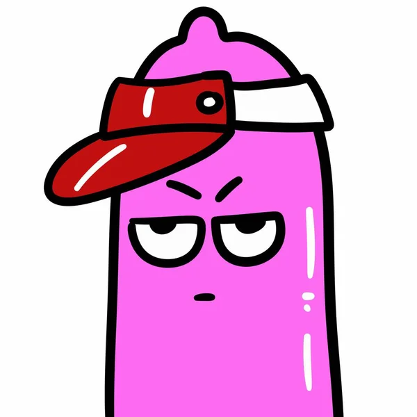 Ilustrace Kresleného Růžového Kondomu — Stock fotografie