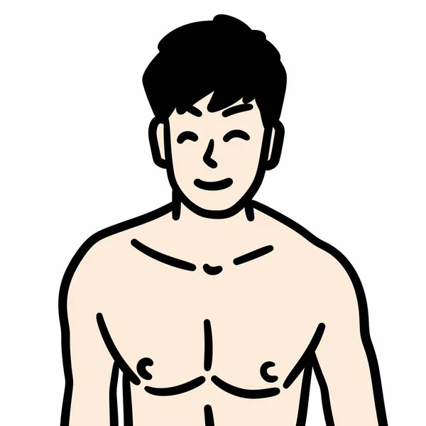 Šťastný Kreslený Asijský Muž Úsměvem Vzhlíží — Stock fotografie