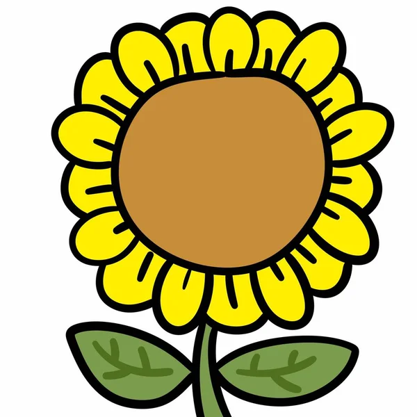 Ηλιοτρόπιο Λουλούδι Περίγραμμα Εικονίδιο Λουλούδι Ηλιοτρόπιο Χρώμα Επίπεδη Απομονωμένη — Φωτογραφία Αρχείου