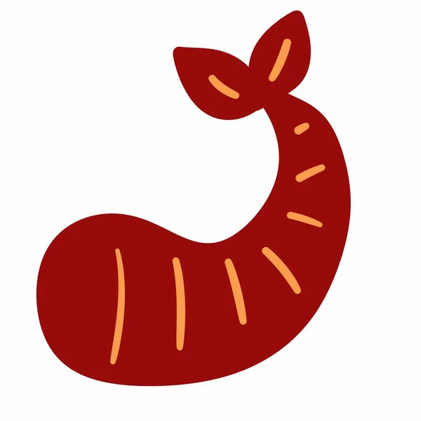 Červená Ikona Krevety Jednoduchá Ilustrace — Stock fotografie