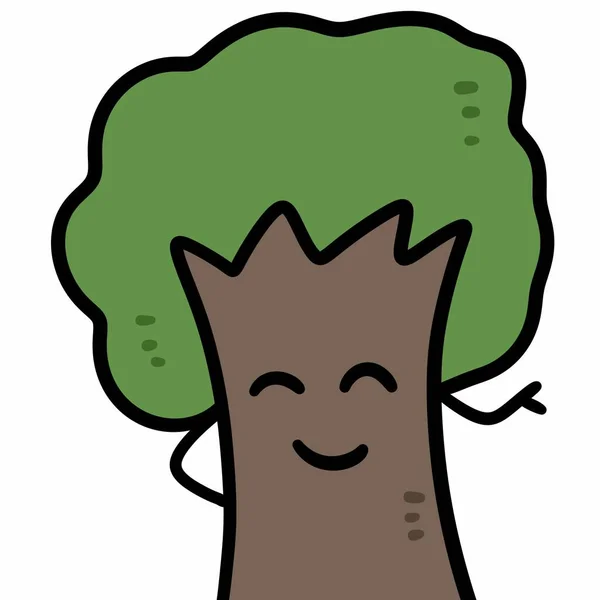 Desenho Animado Doodle Acenando Árvore Ilustração — Fotografia de Stock