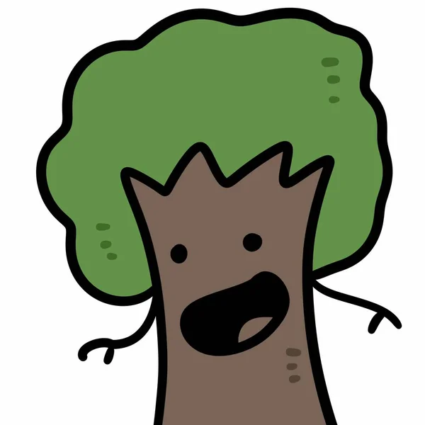 Cartoon Doodle Waving Tree Illustration — Stock Photo, Image
