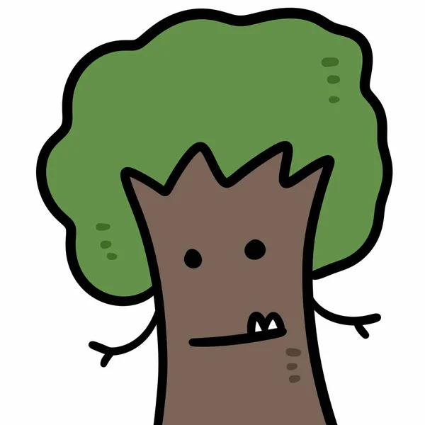 Desenho Animado Doodle Acenando Árvore Ilustração — Fotografia de Stock