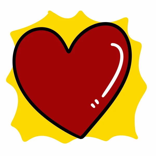 Desenhos Animados Coração Vermelho Fundo Branco — Fotografia de Stock