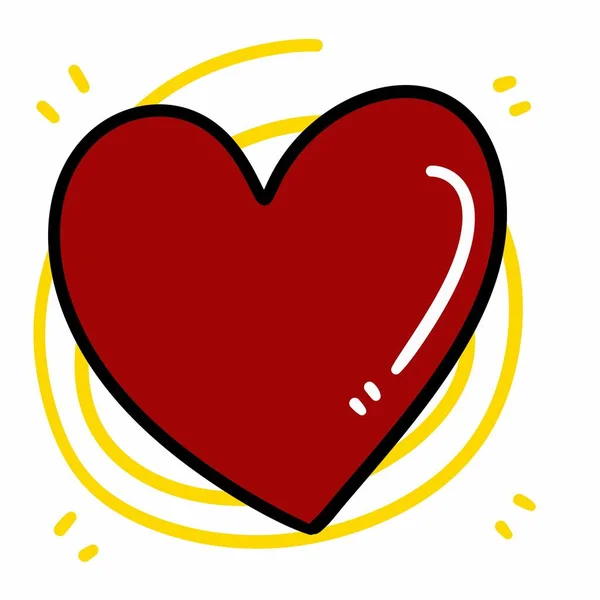 red heart cartoon on white background