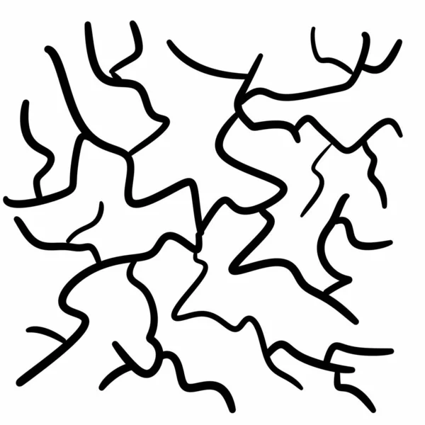 Handgezeichnetes Abstraktes Muster Schwarz Weiß Von Rissiger Oder Gebrochener Linie — Stockfoto