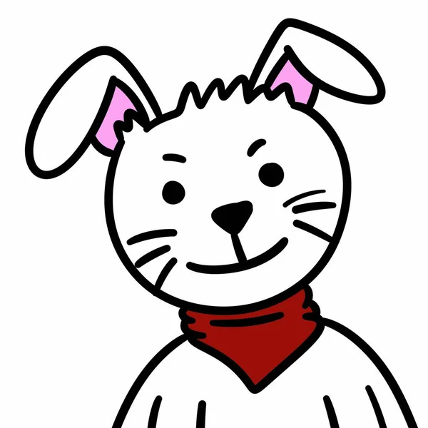 白い背景の上の漫画のウサギ — ストック写真