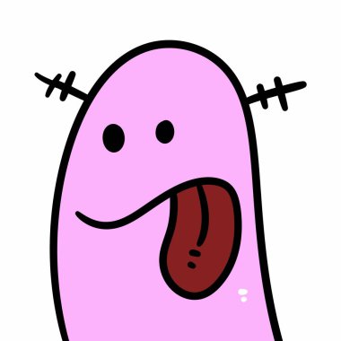 Beyaz arka planda sevimli pembe canavar çizgi filmi