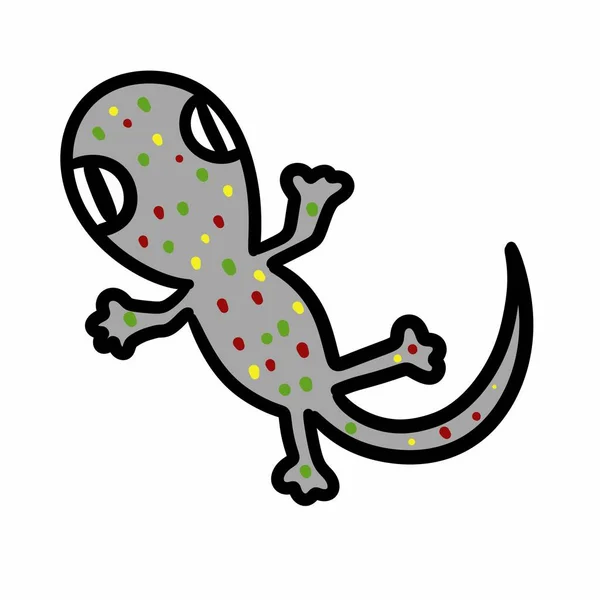 Dessin Animé Gecko Sur Fond Blanc — Photo