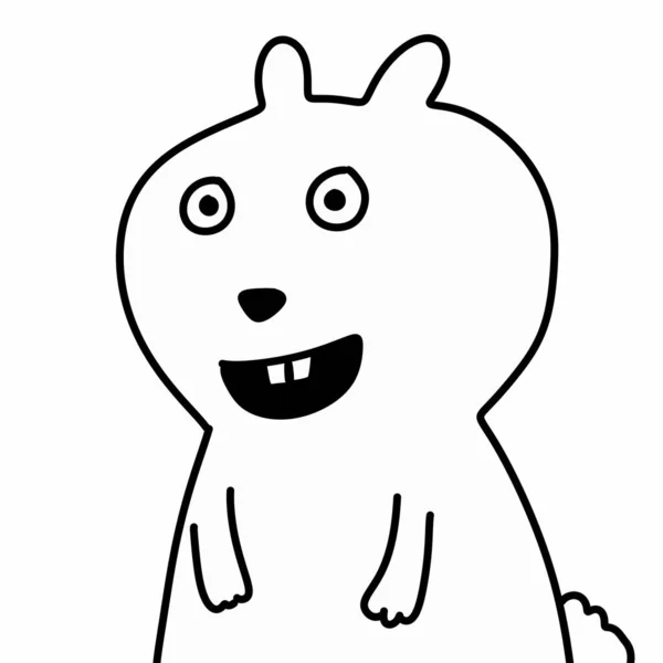 Line Drawing Funny Cartoon Rabbit — Stock Photo, Image