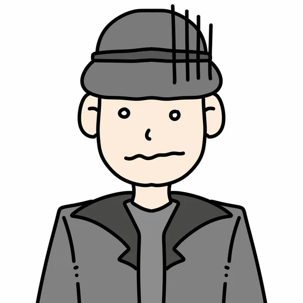 黒いコート漫画キャラクターイラストを身に着けている若い男 — ストック写真