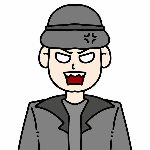Junger Mann Trägt Schwarzen Mantel Zeichentrickfigur Illustration Desing — Stockfoto