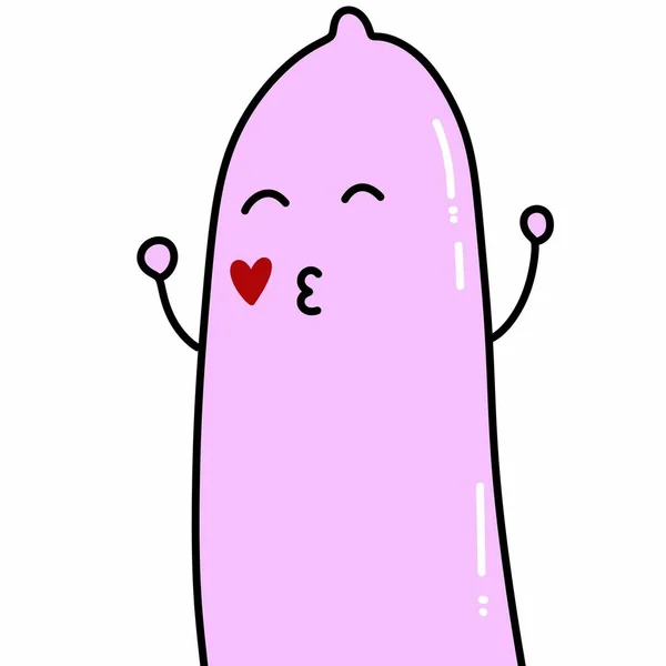 ピンク カワイ コンドーム 保護されたセックス カートゥーンスタイル — ストック写真