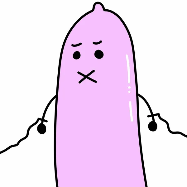 粉色Kawaii安全套 受保护的性行为 卡通风格 — 图库照片