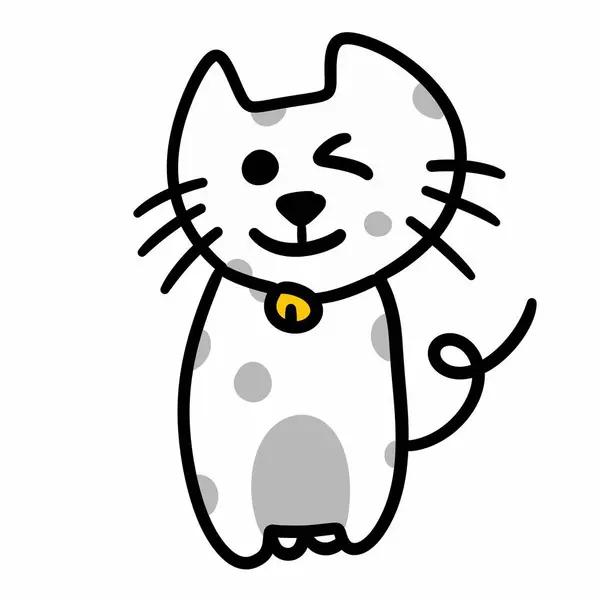 Kreslená Kočka Bílém Pozadí — Stock fotografie