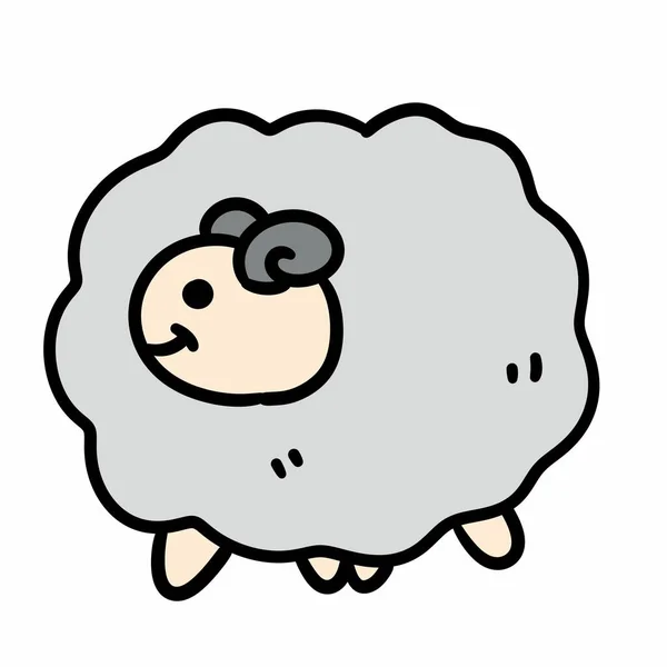 Kreslený Šťastný Ovce Pózování Izolované Bílém Pozadí — Stock fotografie