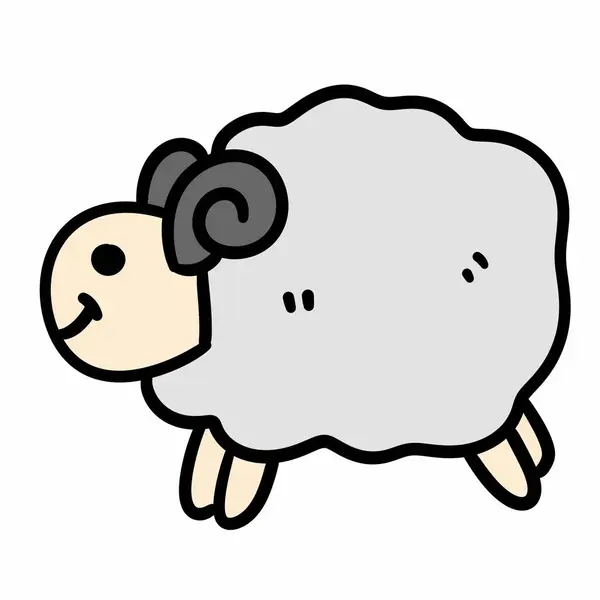 卡通快乐的羊在白色背景下显得孤立无援 — 图库照片