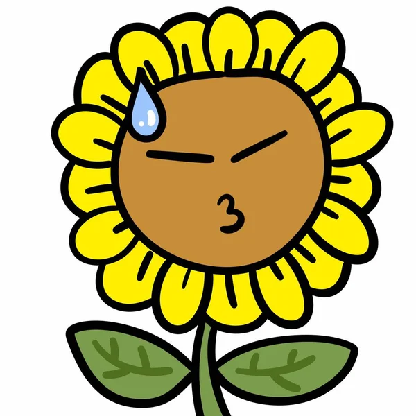cartoon flower face with eyes closed