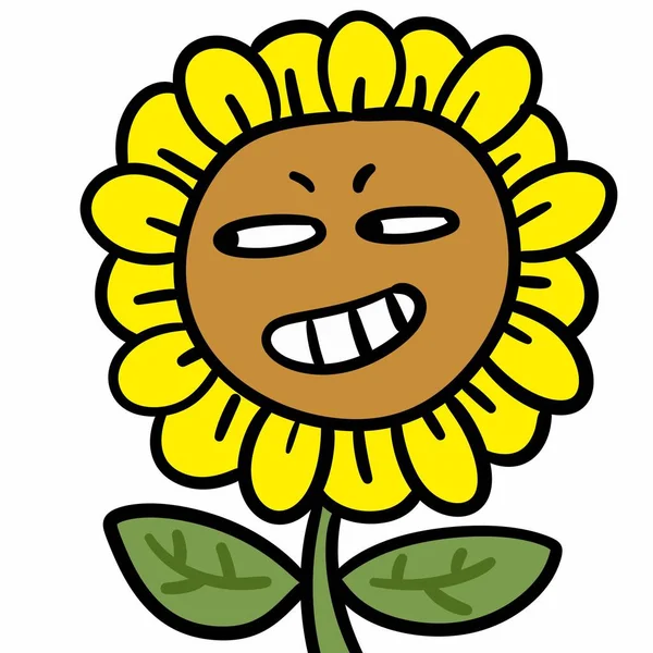 Eine Cartoon Illustration Einer Niedlichen Sonnenblume Die Erschrocken Aussieht — Stockfoto