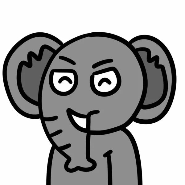Söt Tecknad Elefant Vit Bakgrund — Stockfoto
