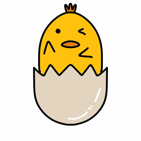 Карикатура Цыпленка Белом Фоне — стоковое фото