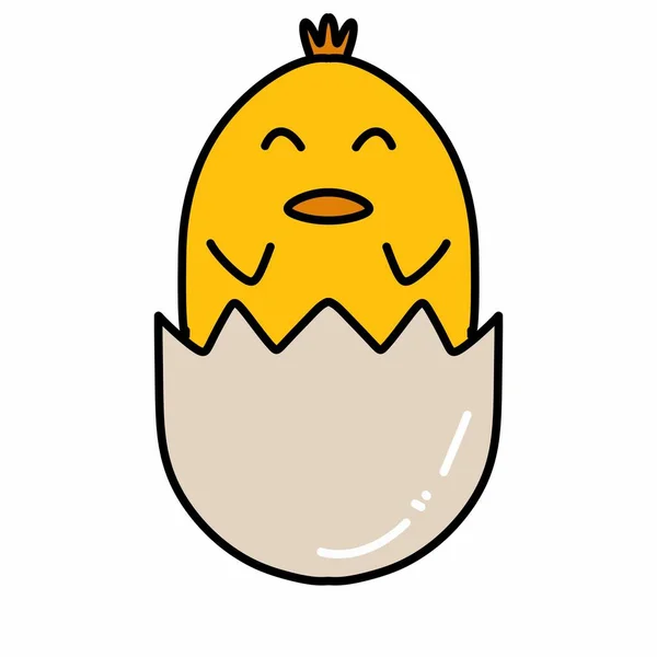 Карикатура Цыпленка Белом Фоне — стоковое фото