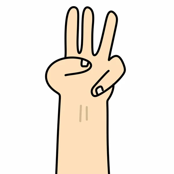 Color Hand Peace Gesture Cartoon Illustration — Stock Photo, Image
