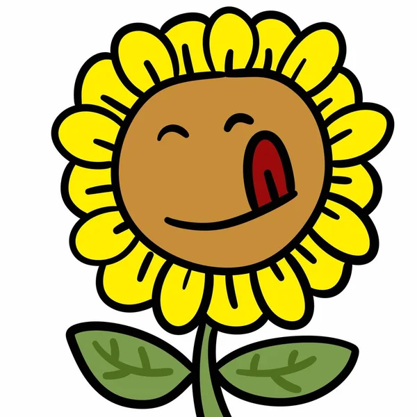 Sunflower Cartoon White Background — Stock Photo, Image