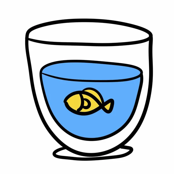 Мультяшна Каракулі Риба Скляній Мисці — стокове фото